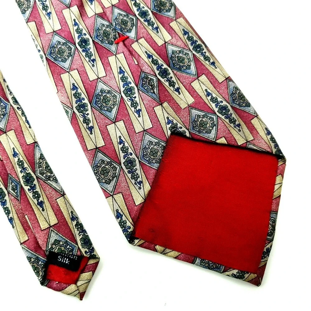 Savile Row Red Abstract Silk‎ Tie Print Wide